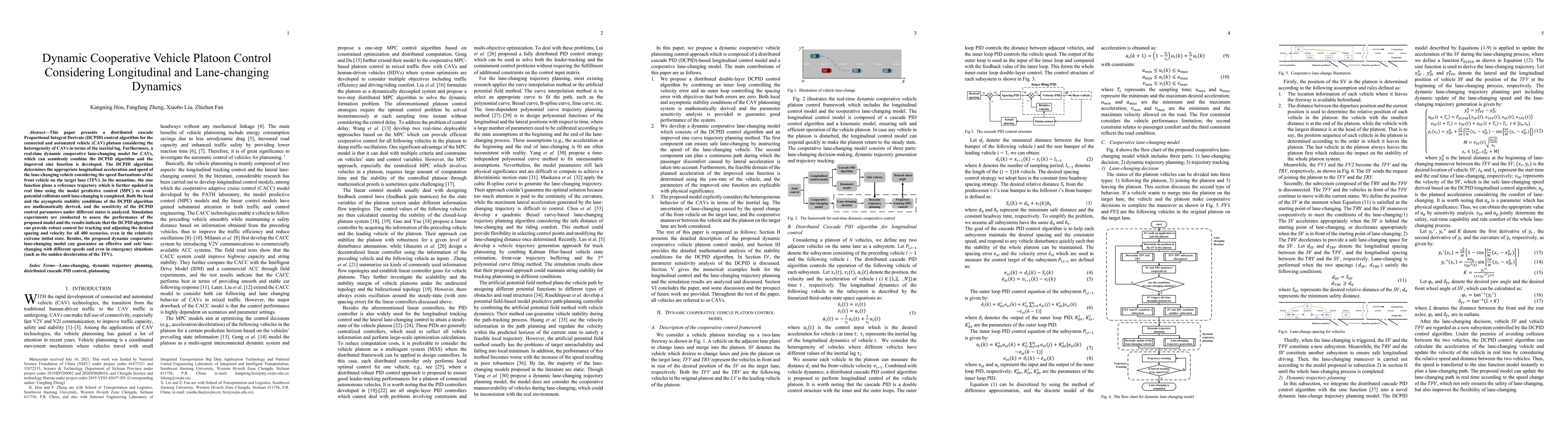 Thumbnail for Dynamic Cooperative Vehicle Platoon Control Considering Longitudinal and
  Lane-changing Dynamics