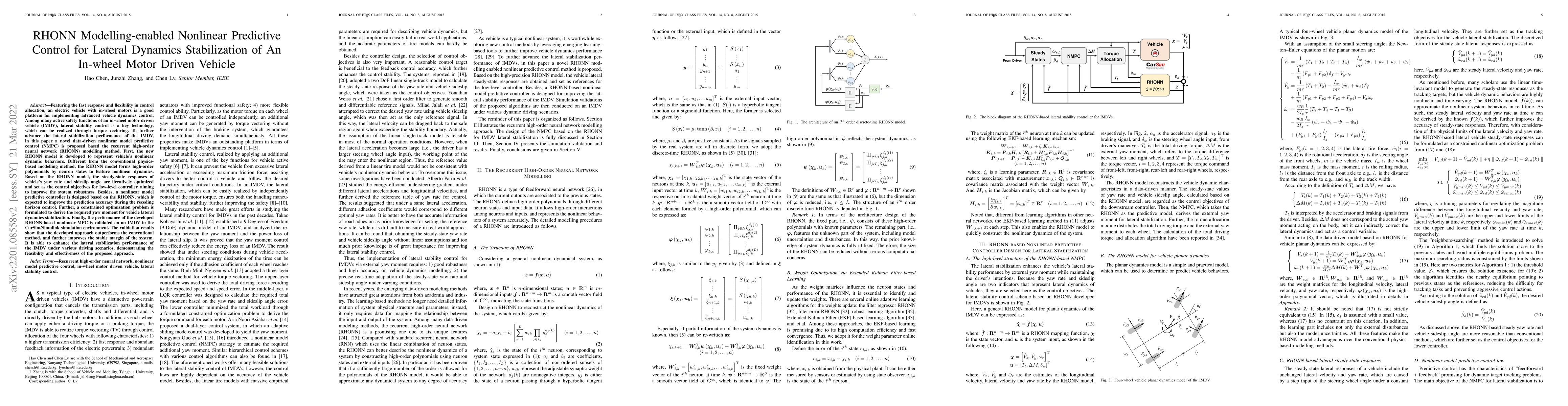 Thumbnail for RHONN Modelling-enabled Nonlinear Predictive Control for Lateral
  Dynamics Stabilization of An In-wheel Motor Driven Vehicle
