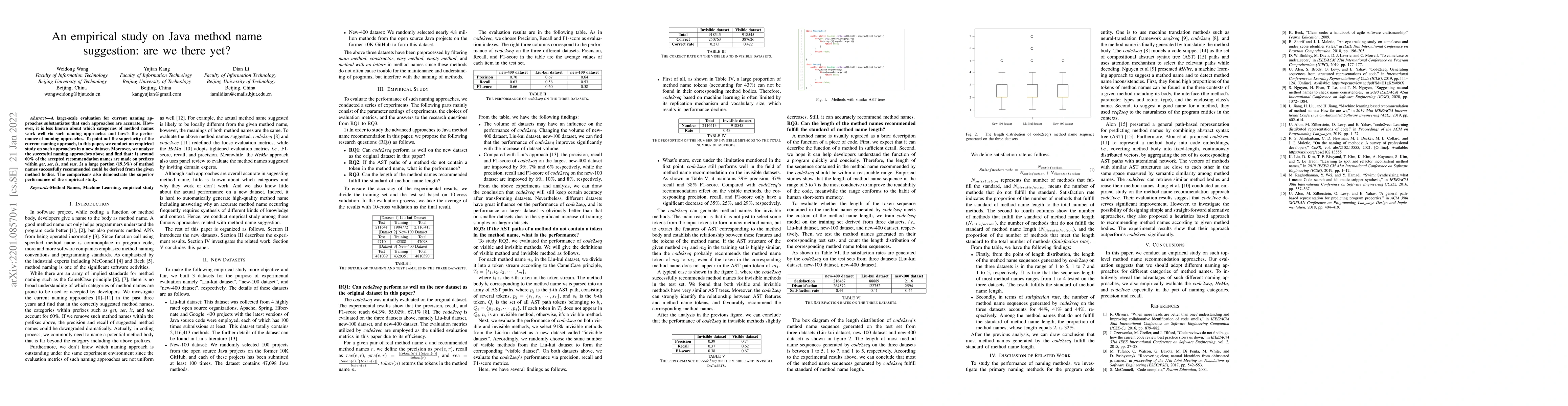 Thumbnail for An empirical study on Java method name suggestion: are we there yet?