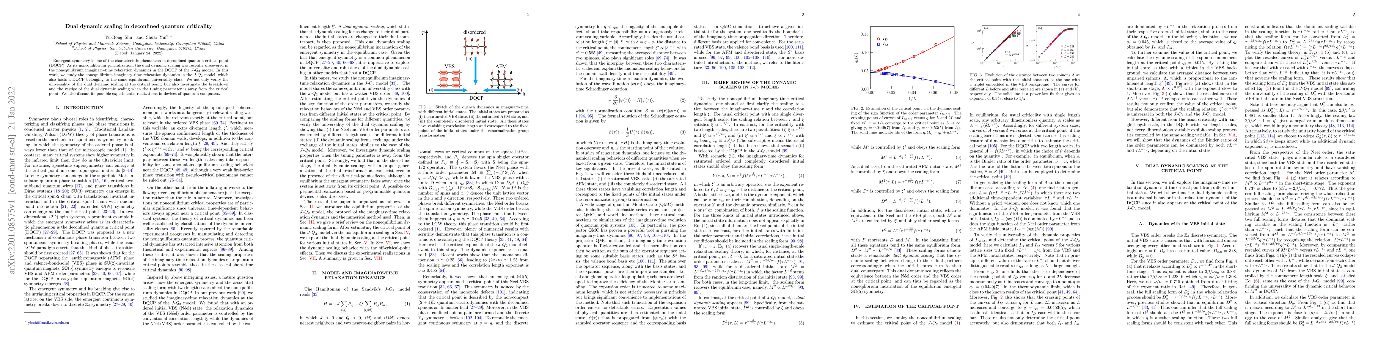 Thumbnail for Dual dynamic scaling in deconfined quantum criticality