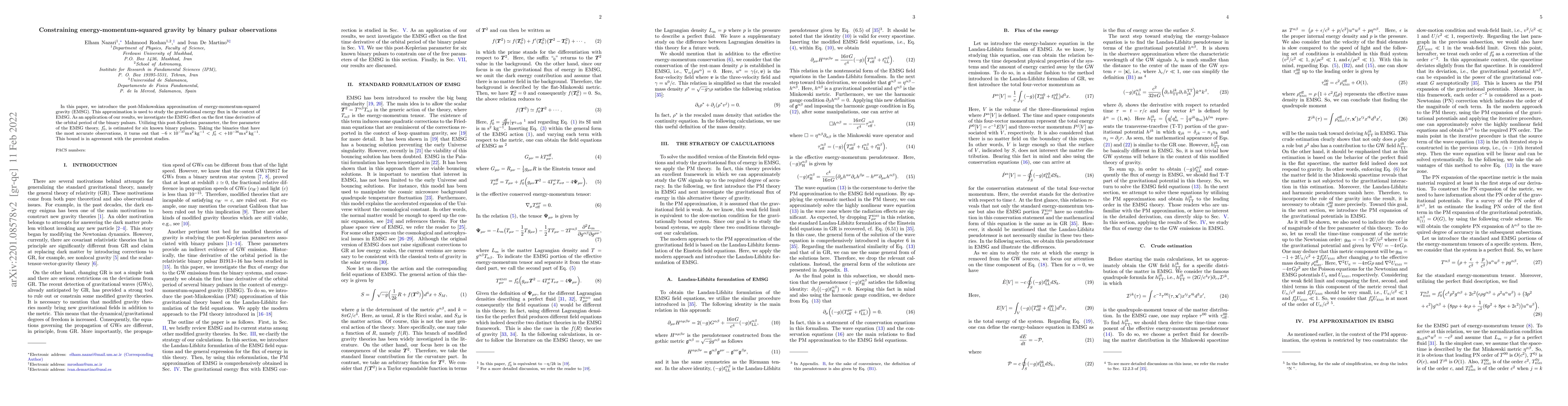 Thumbnail for Constraining Energy-Momentum-Squared Gravity by binary pulsar
  observations