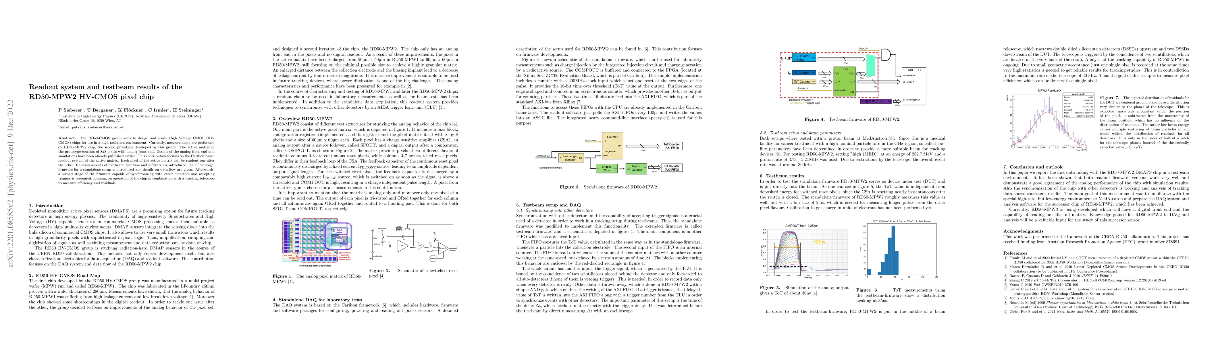 Thumbnail for Readout system and testbeam results of the RD50-MPW2 HV-CMOS pixel chip