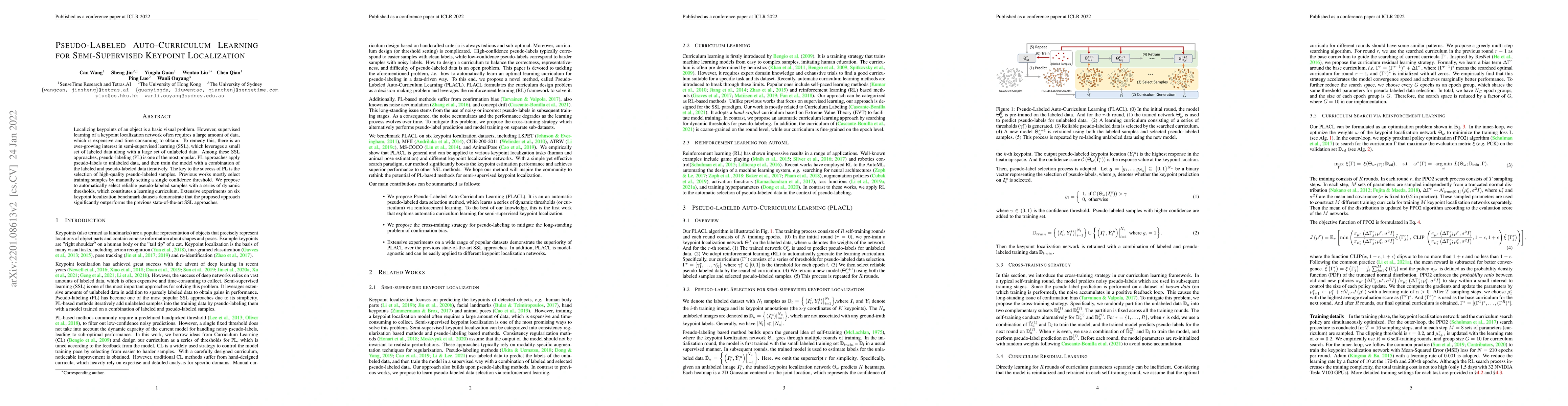 Thumbnail for Pseudo-Labeled Auto-Curriculum Learning for Semi-Supervised Keypoint
  Localization