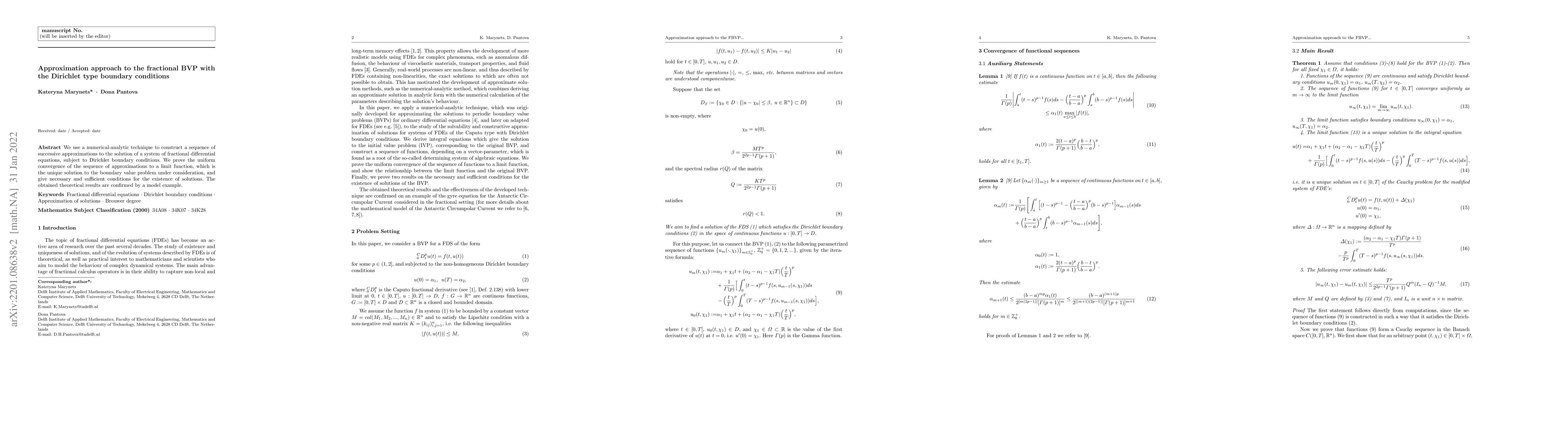 Thumbnail for Approximation approach to the fractional BVP with the Dirichlet type
  boundary conditions