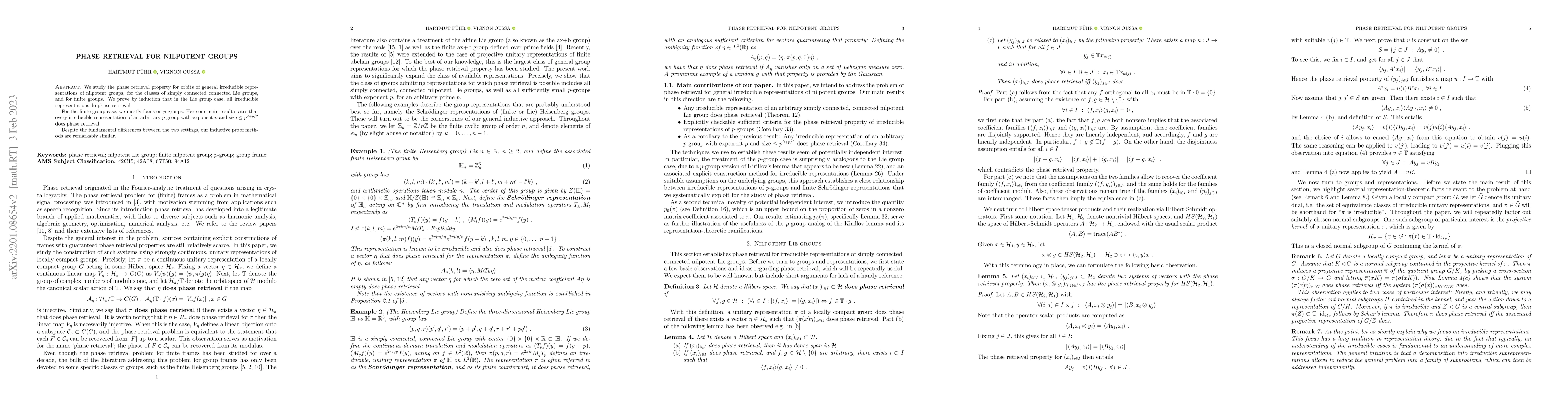 Thumbnail for Phase retrieval for nilpotent groups