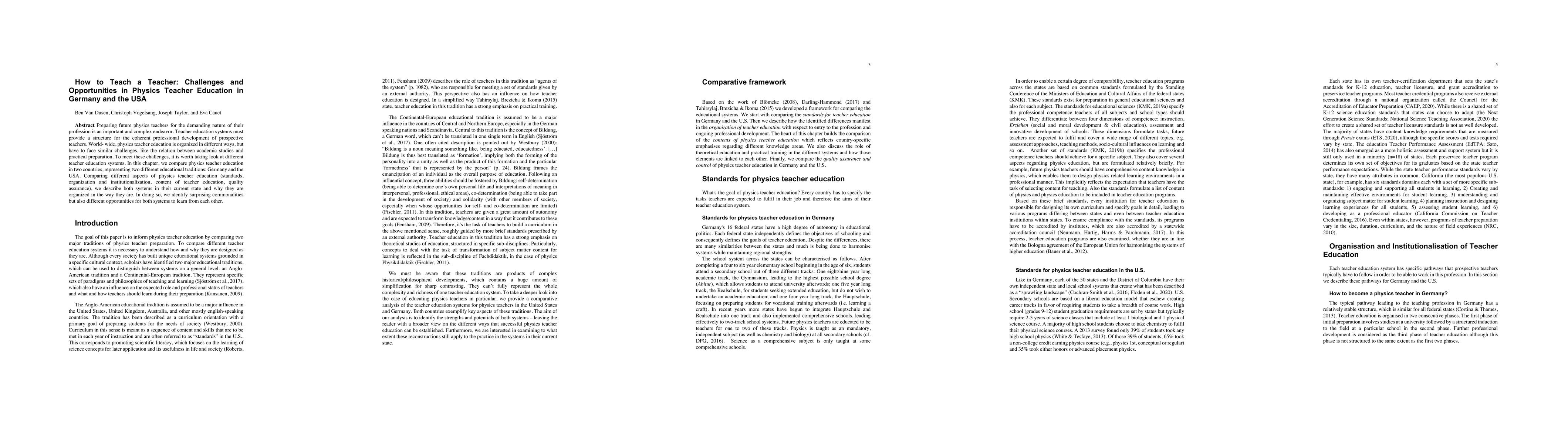Thumbnail for How to Teach a Teacher: Challenges and Opportunities in Physics Teacher
  Education in Germany and the USA