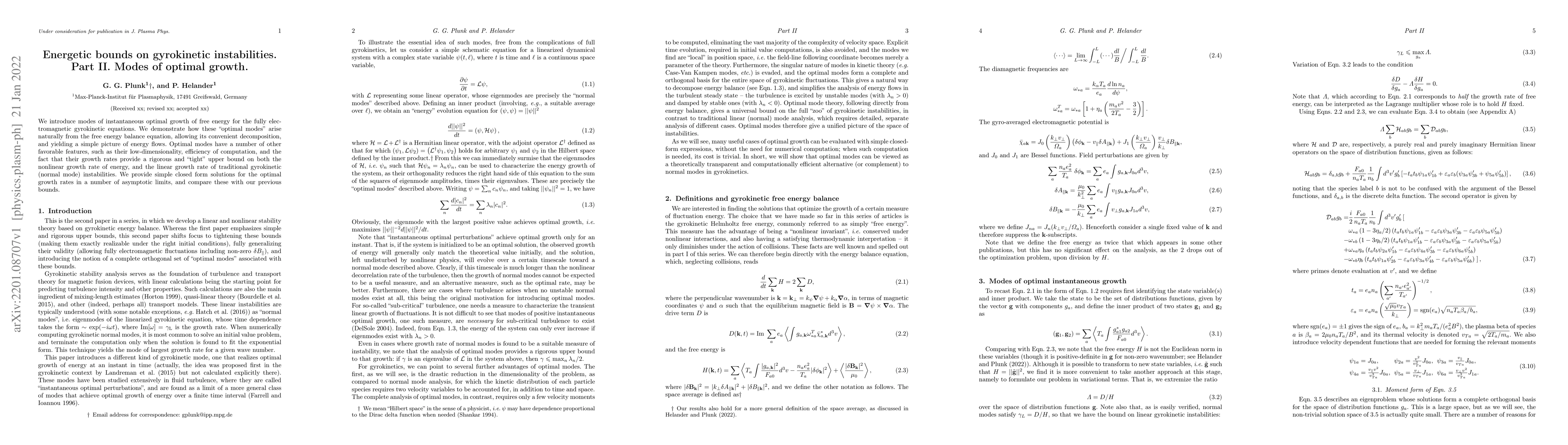 Thumbnail for Energetic bounds on gyrokinetic instabilities. Part II. Modes of optimal
  growth