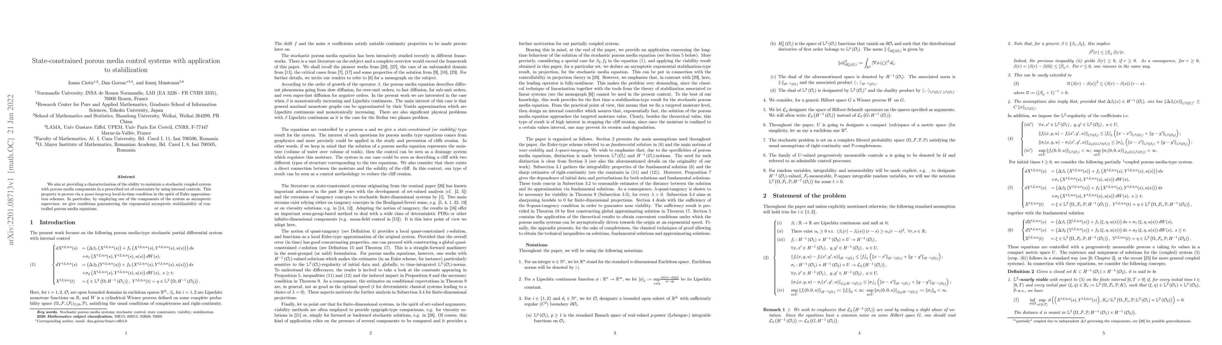 Thumbnail for State-constrained porous media control systems with application to
  stabilization