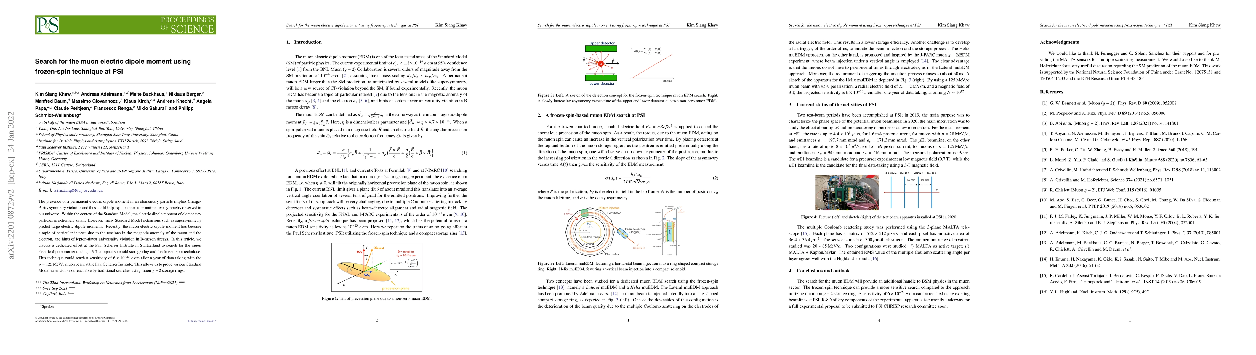 Thumbnail for Search for the muon electric dipole moment using frozen-spin technique
  at PSI