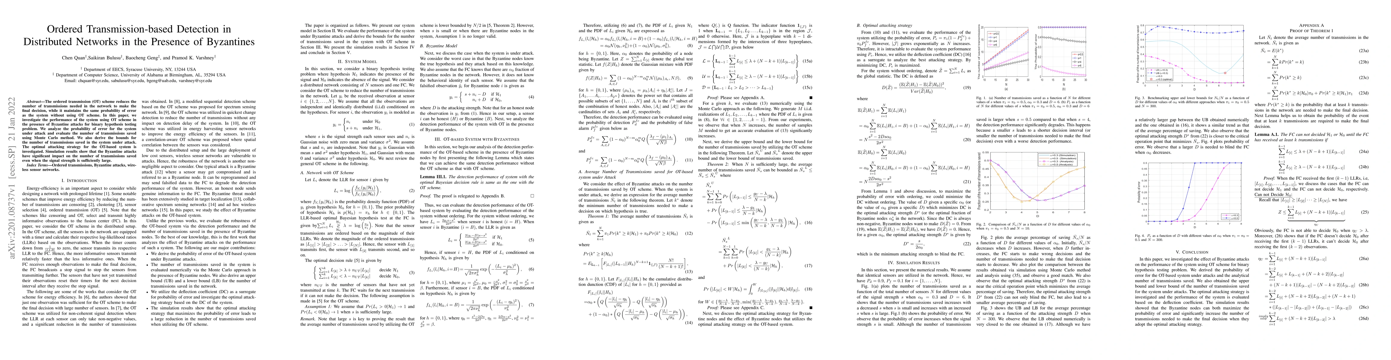 Thumbnail for Ordered Transmission-based Detection in Distributed Networks in the
  Presence of Byzantines