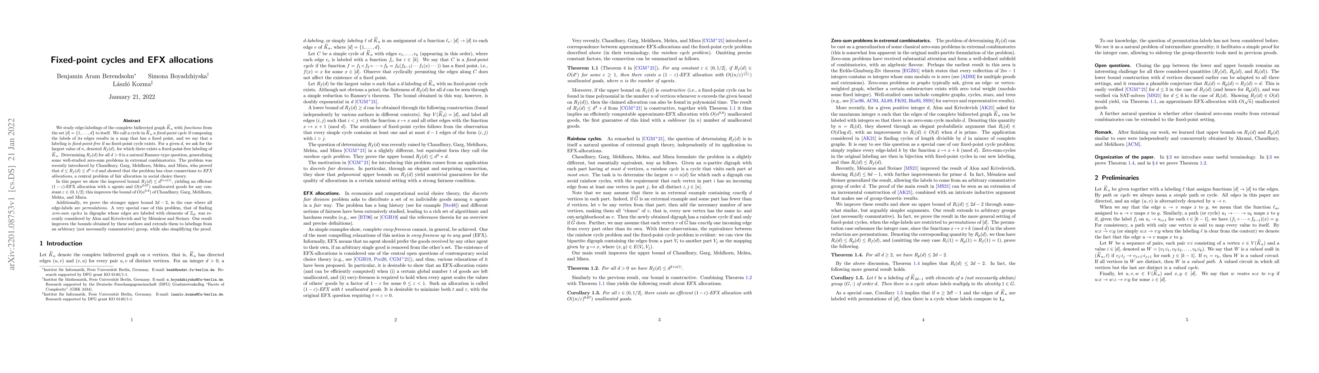 Thumbnail for Fixed-point cycles and EFX allocations