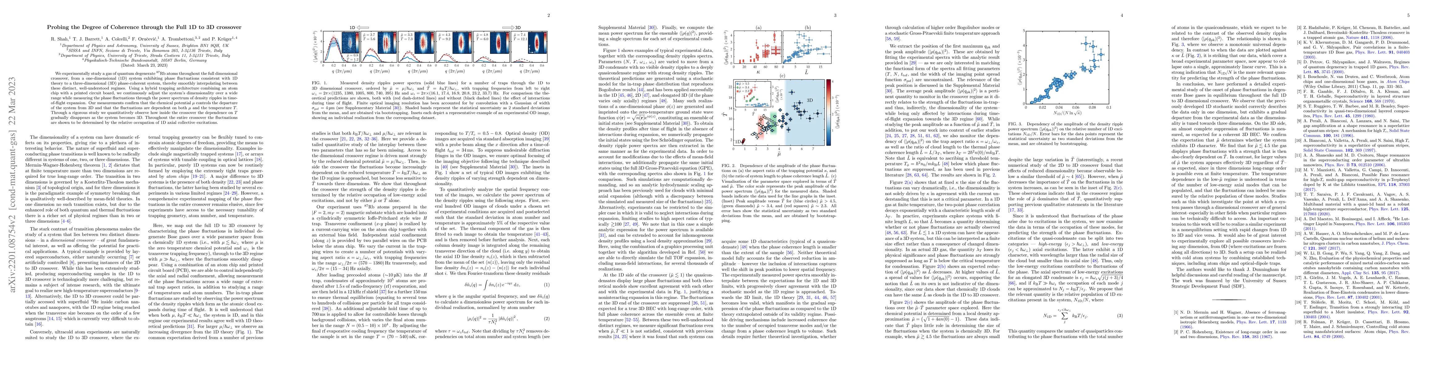 Thumbnail for Probing the Degree of Coherence through the Full 1D to 3D crossover