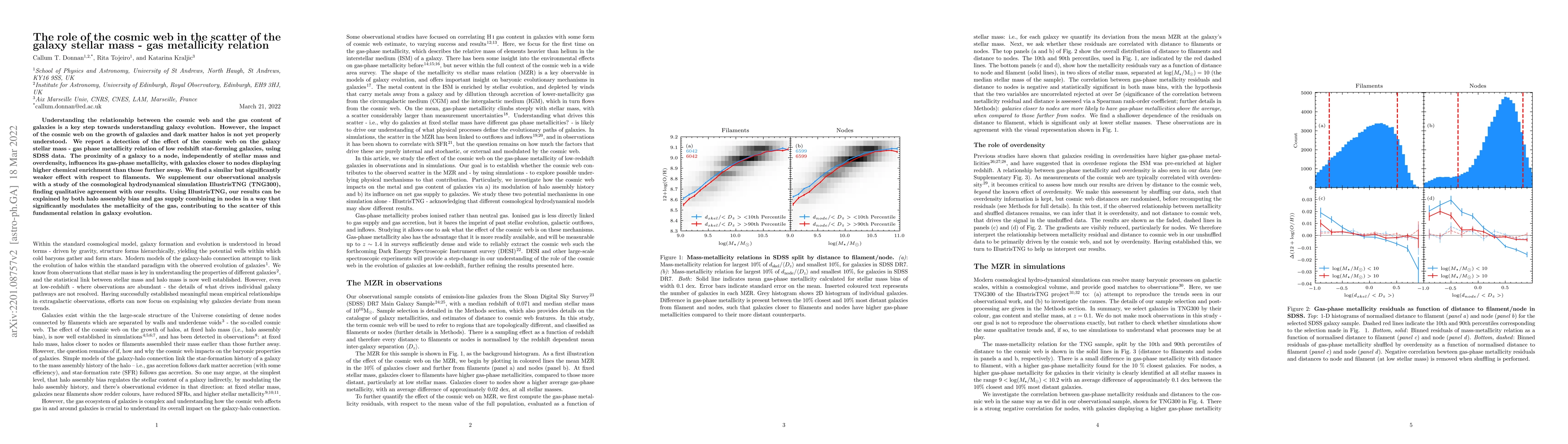 Thumbnail for The role of the cosmic web in the scatter of the galaxy stellar mass -
  gas metallicity relation