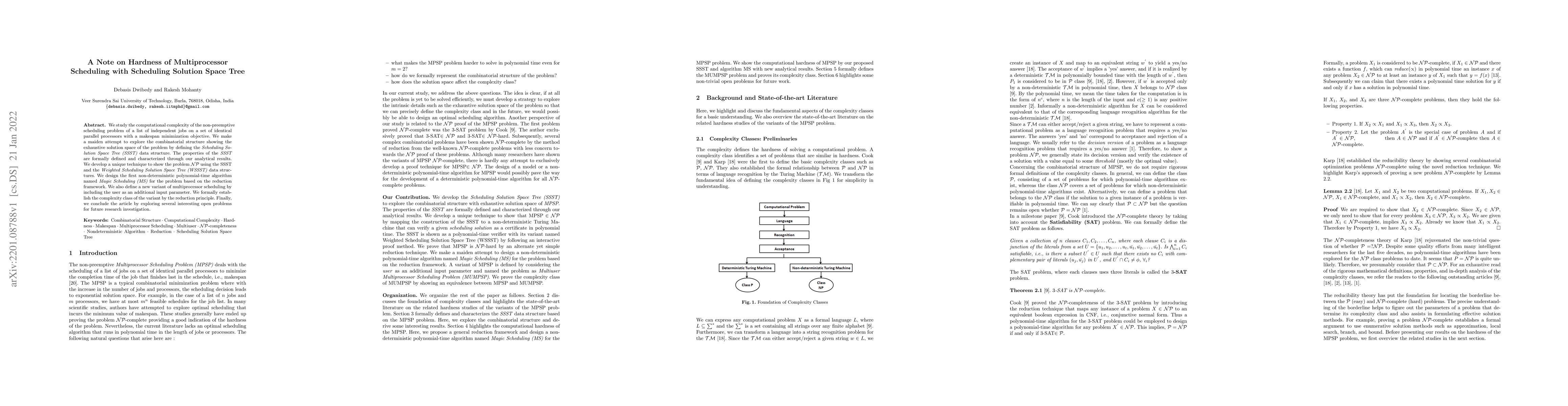Thumbnail for A Note on Hardness of Multiprocessor Scheduling with Scheduling Solution
  Space Tree
