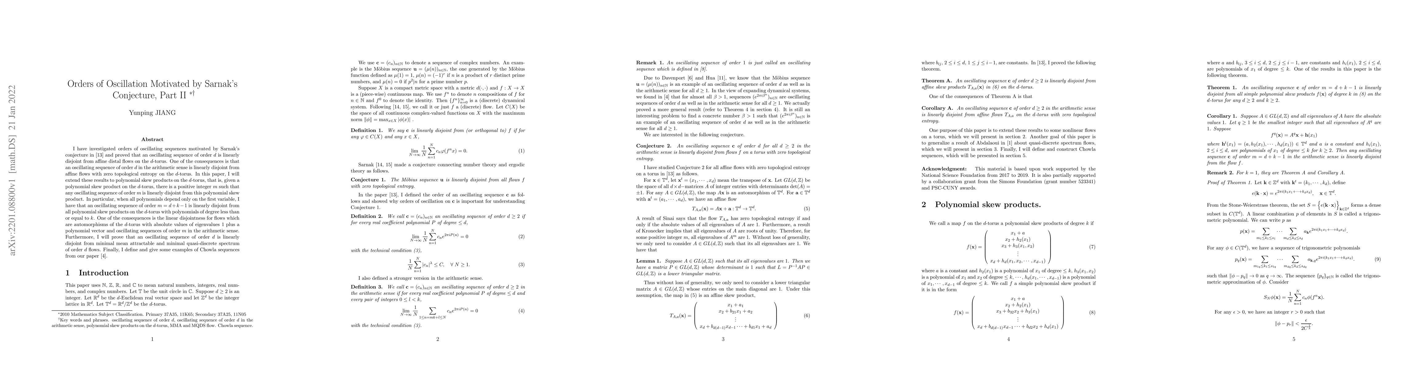 Thumbnail for Orders of Oscillation Motivated by Sarnak's Conjecture, Part II