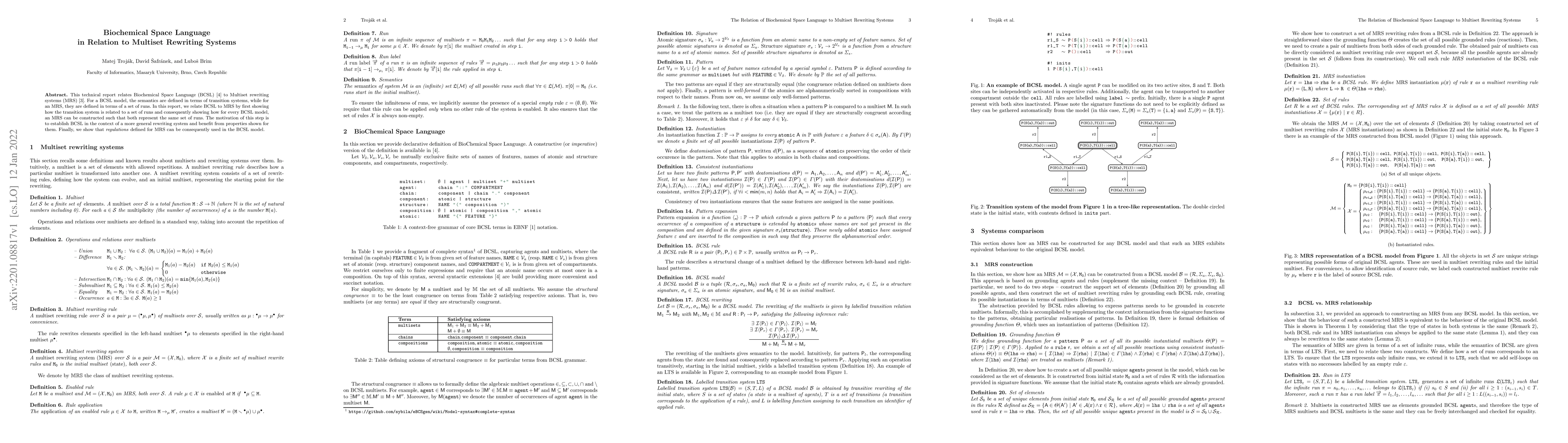 Thumbnail for Biochemical Space Language in Relation to Multiset Rewriting Systems