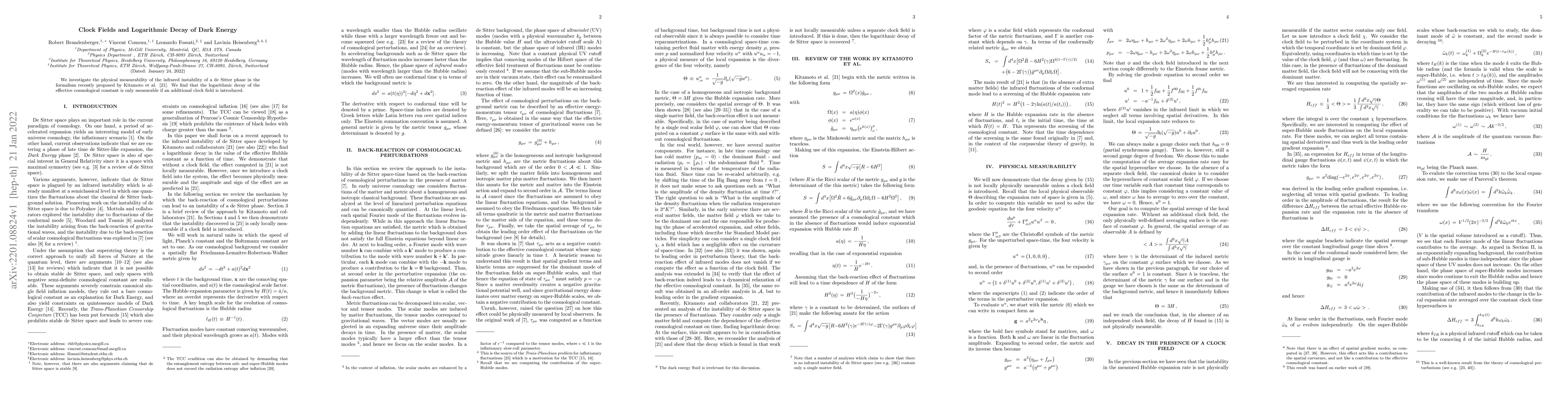 Thumbnail for Clock Fields and Logarithmic Decay of Dark Energy