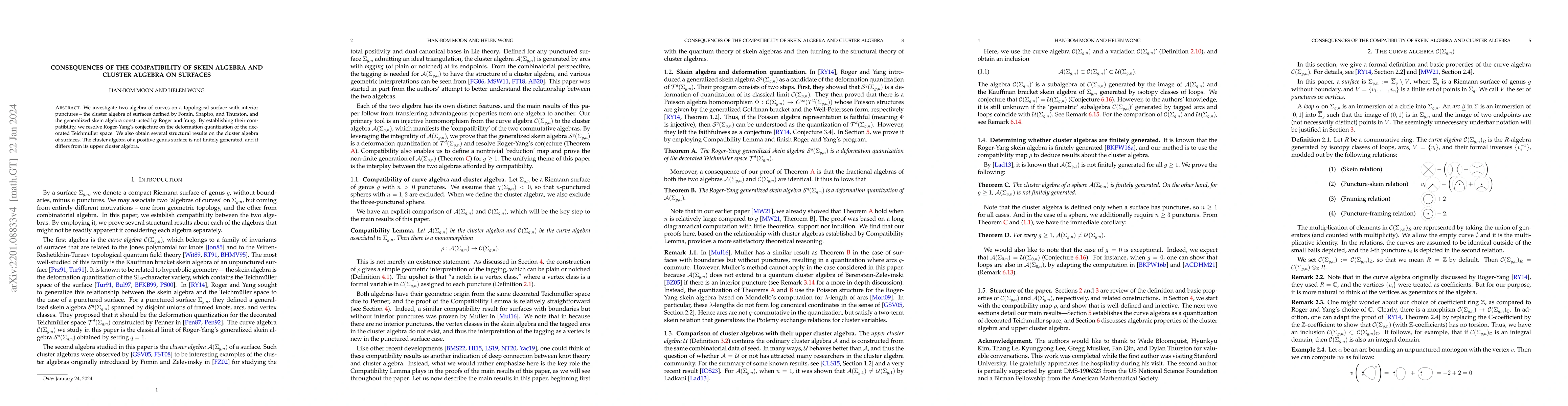 Thumbnail for Consequences of the compatibility of skein algebra and cluster algebra
  on surfaces