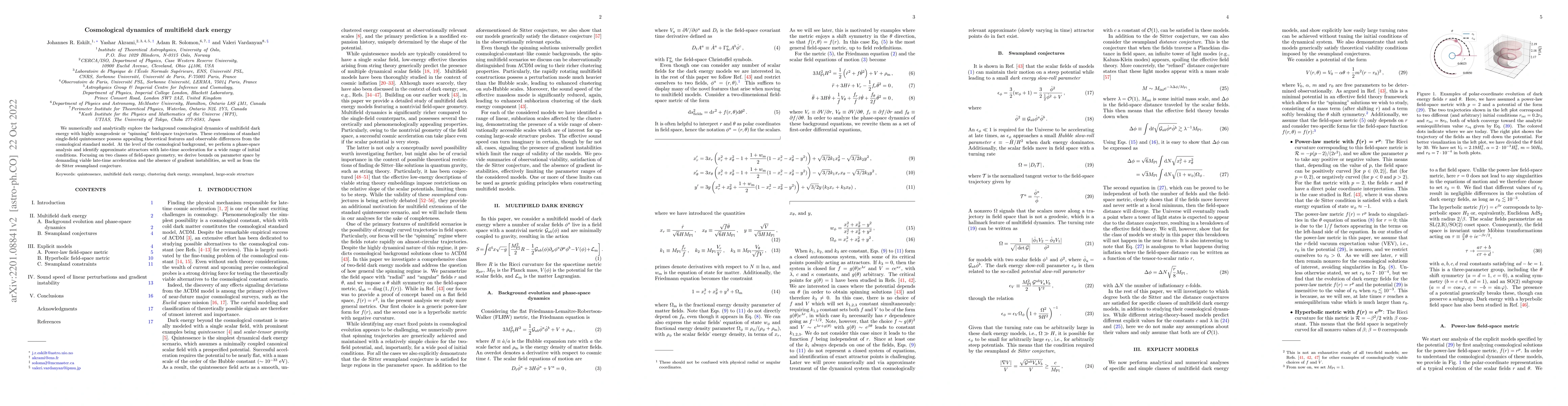Thumbnail for Cosmological dynamics of multifield dark energy