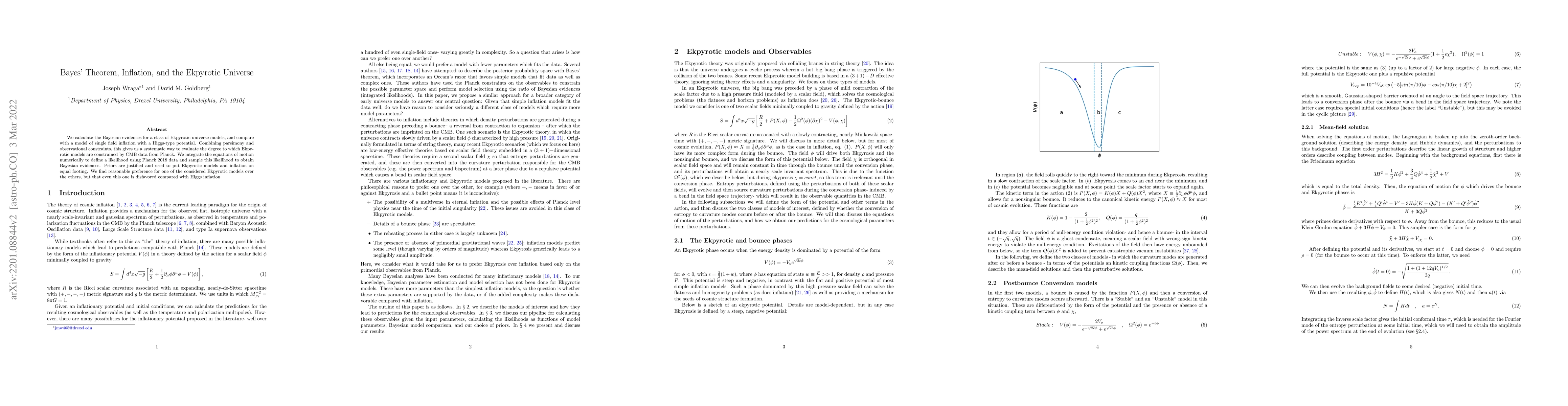 Thumbnail for Bayes' Theorem, Inflation, and the Ekpyrotic Universe