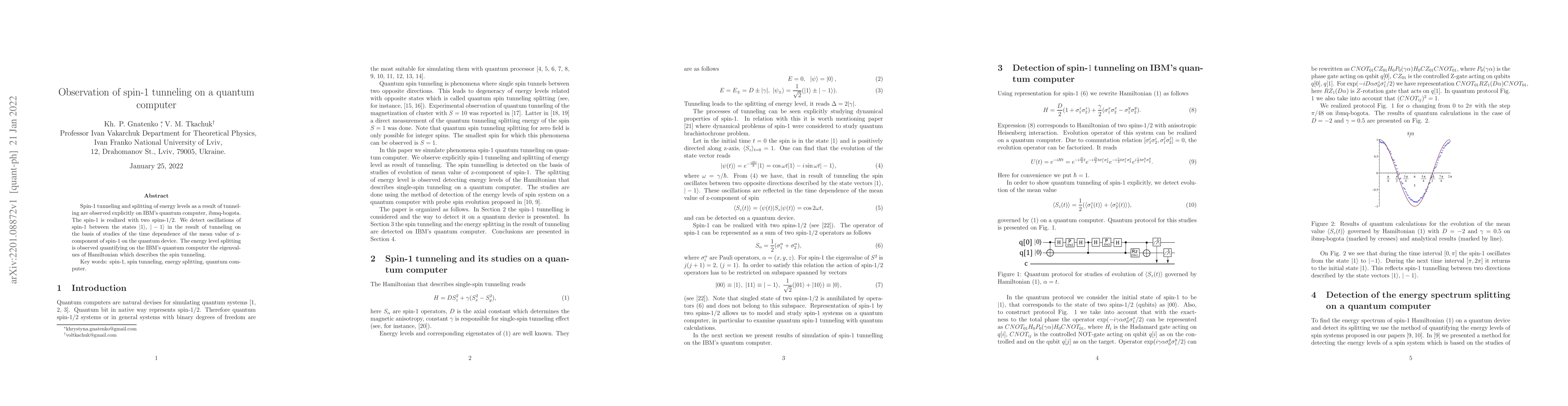 Thumbnail for Observation of spin-1 tunneling on a quantum computer
