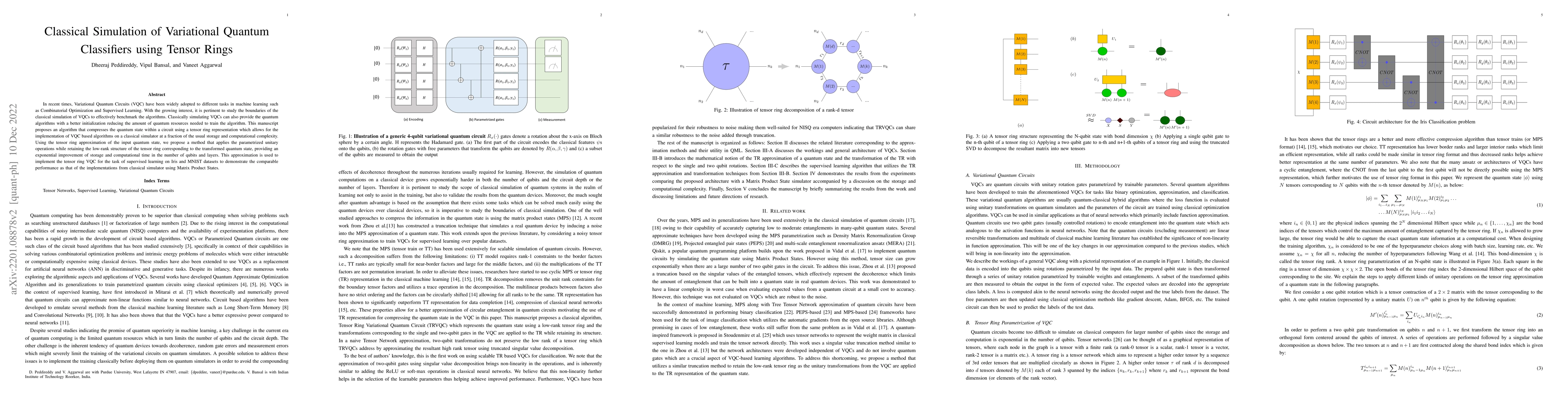 Thumbnail for Classical Simulation of Variational Quantum Classifiers using Tensor
  Rings