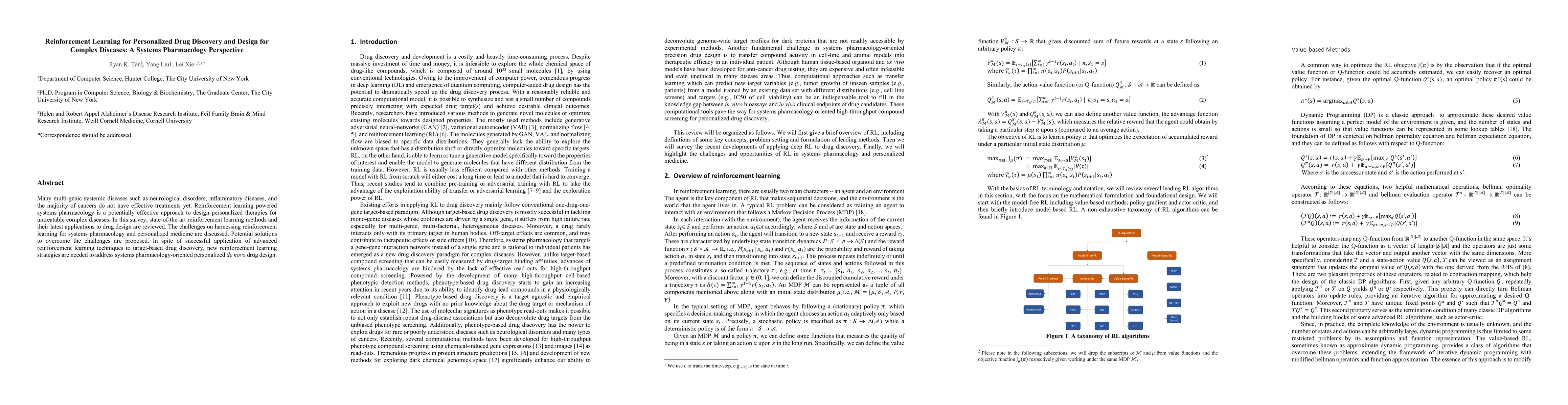 Thumbnail for Reinforcement Learning for Personalized Drug Discovery and Design for
  Complex Diseases: A Systems Pharmacology Perspective