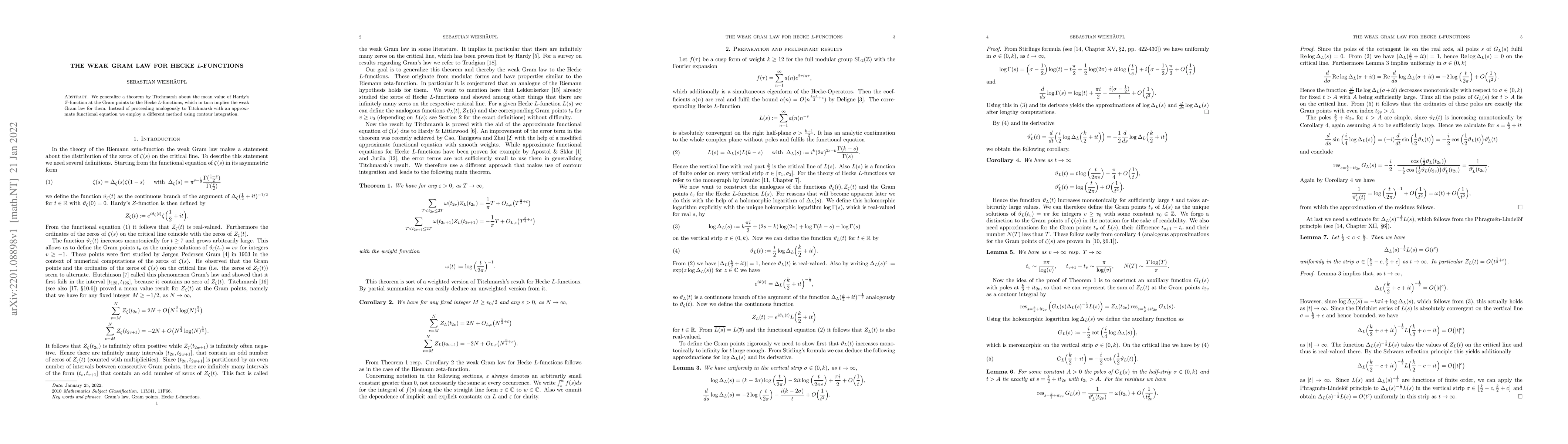 Thumbnail for The Weak Gram Law for Hecke $L$-functions