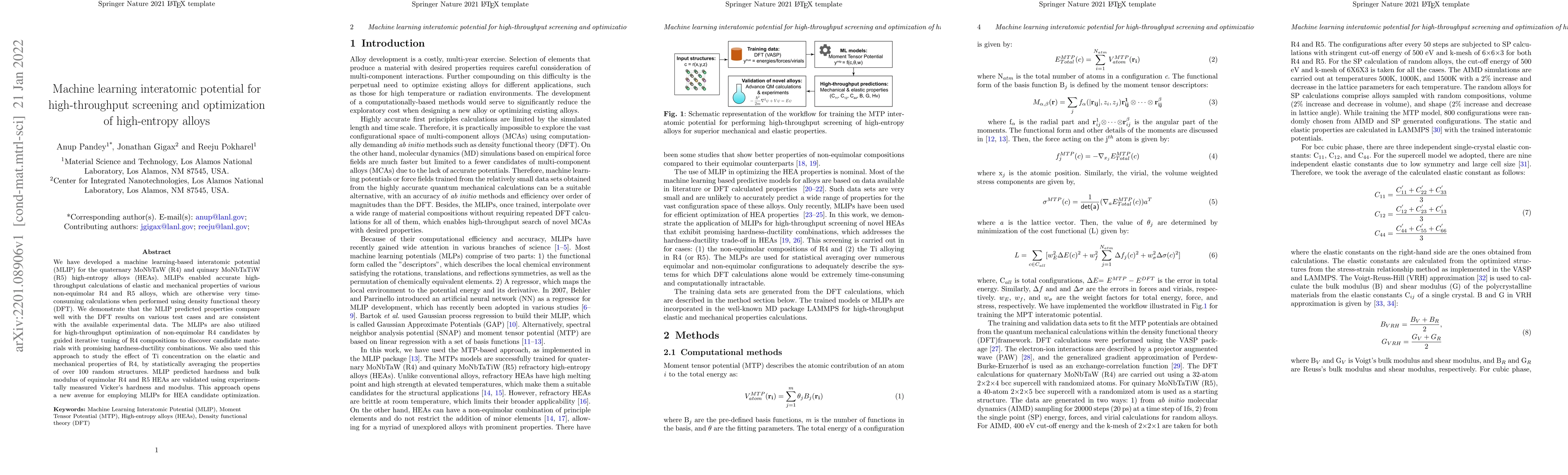 Thumbnail for Machine learning interatomic potential for high throughput screening and
  optimization of high-entropy alloys