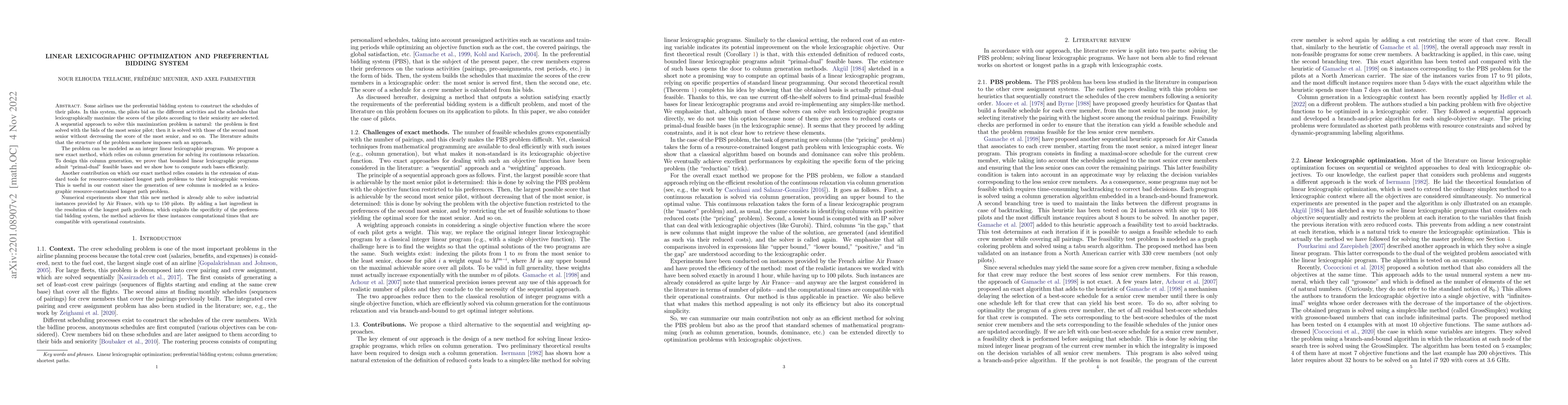 Thumbnail for Linear lexicographic optimization and preferential bidding system