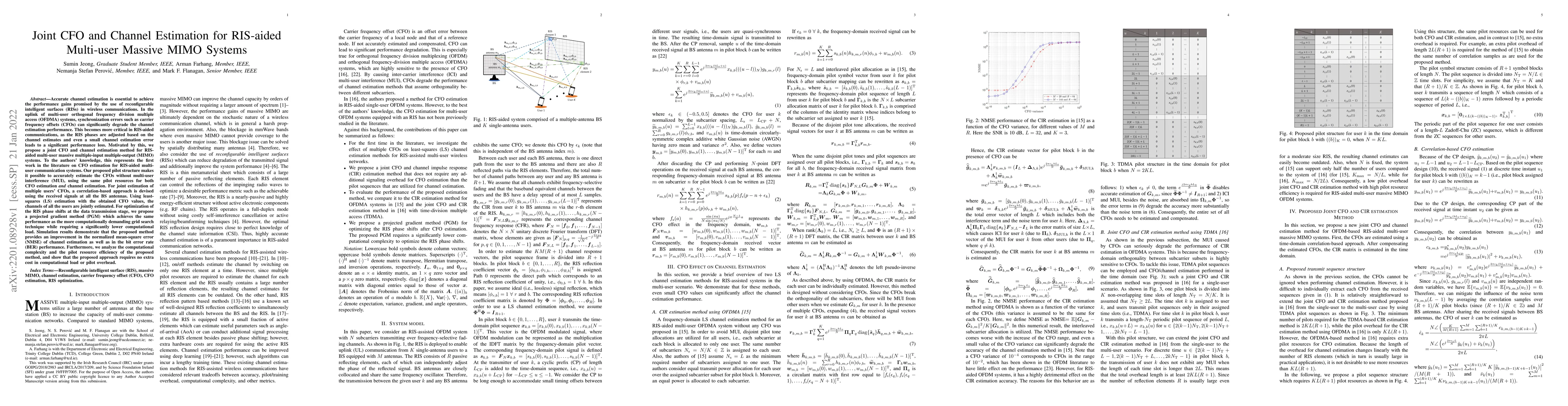 Thumbnail for Joint CFO and Channel Estimation for RIS-aided Multi-user Massive MIMO
  Systems