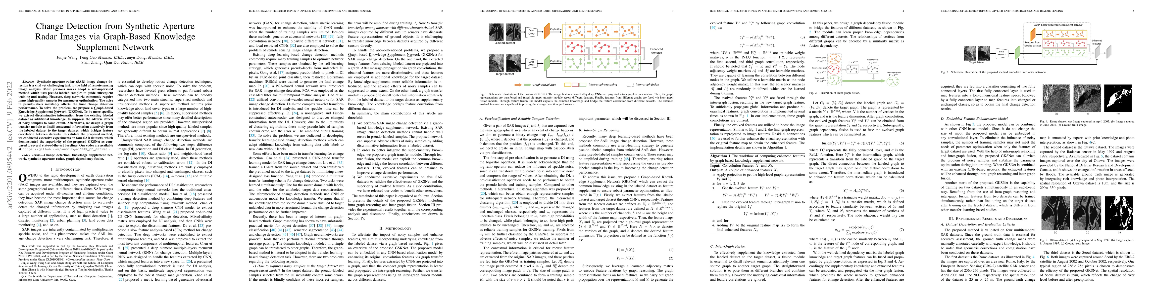 Thumbnail for Change Detection from Synthetic Aperture Radar Images via Graph-Based
  Knowledge Supplement Network