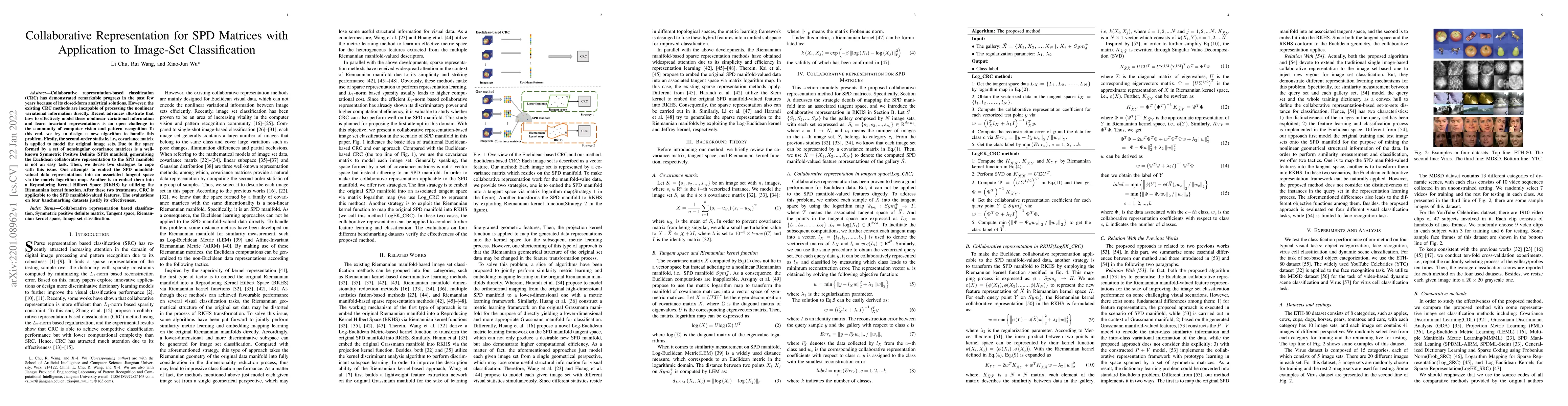 Thumbnail for Collaborative Representation for SPD Matrices with Application to
  Image-Set Classification