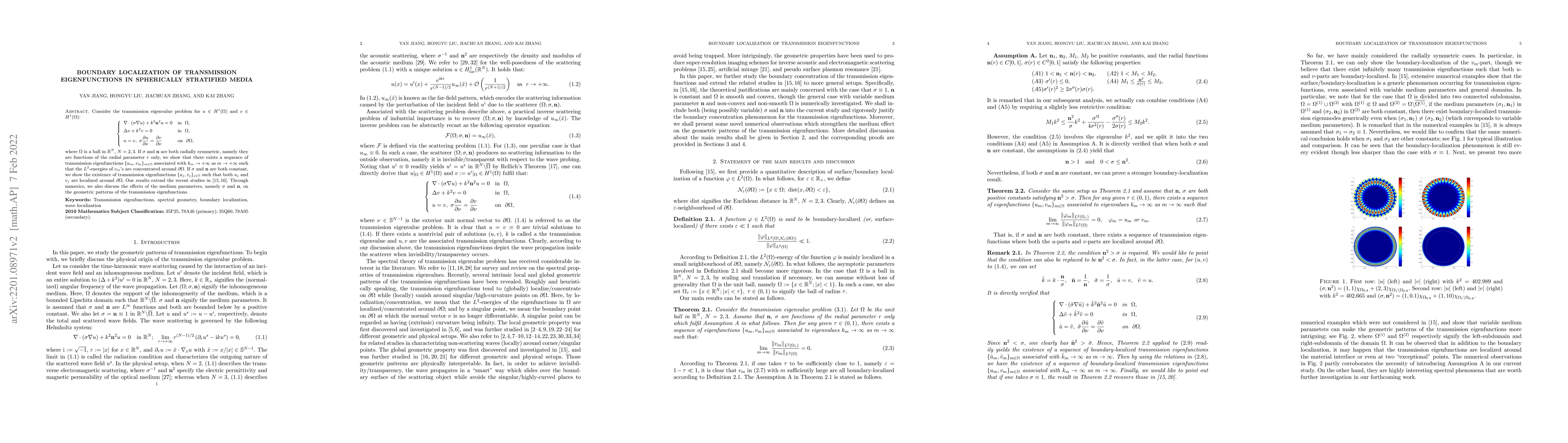 Thumbnail for Boundary localization of transmission eigenfunctions in spherically
  stratified media