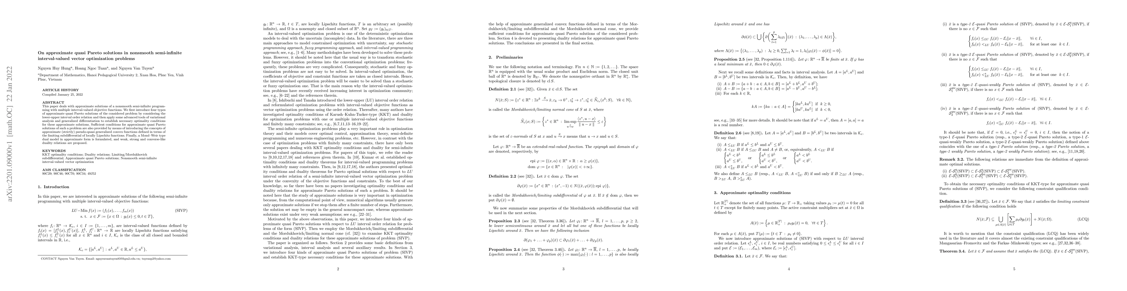 Thumbnail for On approximate quasi Pareto solutions in nonsmooth semi-infinite
  interval-valued vector optimization problems