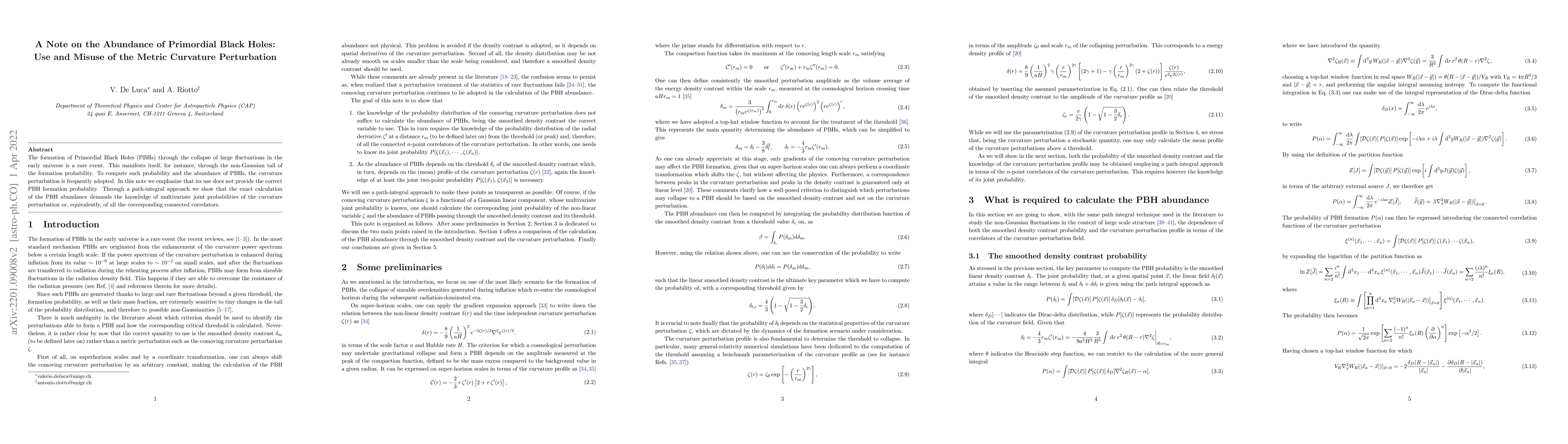 Thumbnail for A Note on the Abundance of Primordial Black Holes: Use and Misuse of the
  Metric Curvature Perturbation