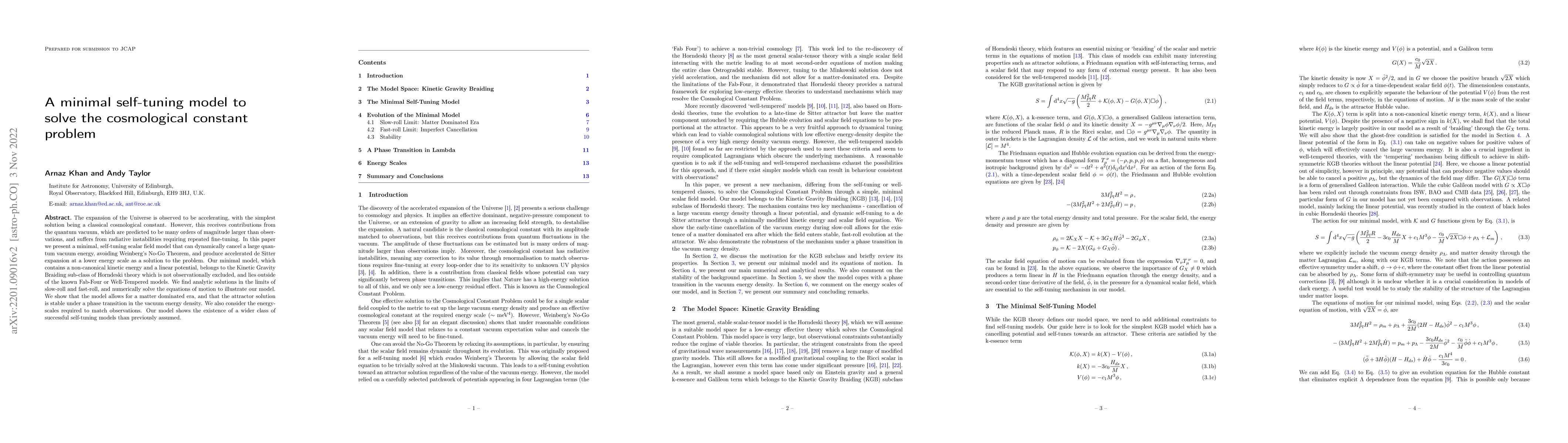 Thumbnail for A minimal self tuning model to solve the cosmological constant problem