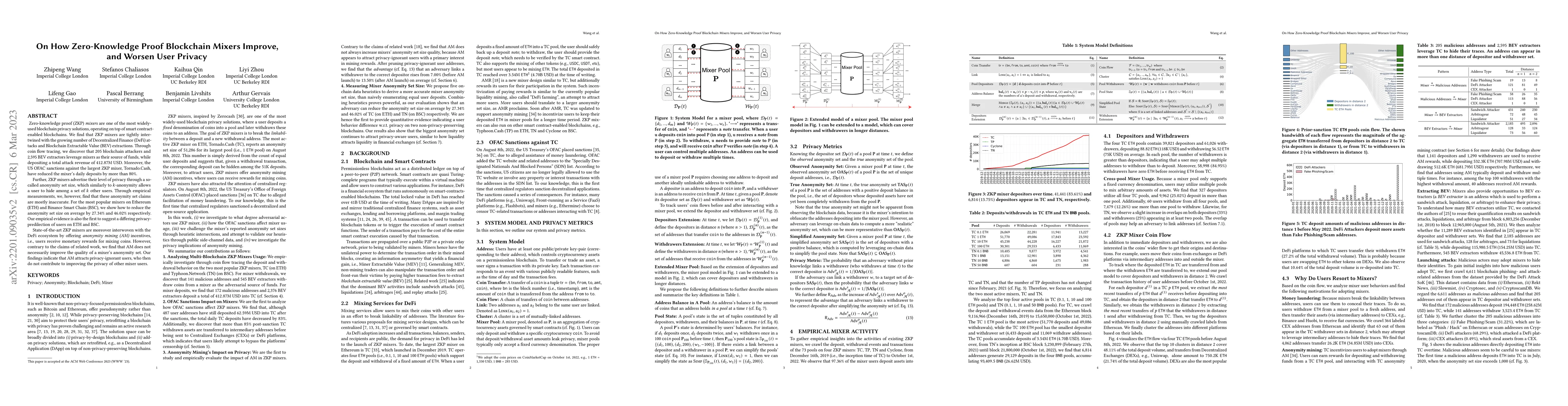 Thumbnail for On How Zero-Knowledge Proof Blockchain Mixers Improve, and Worsen User
  Privacy