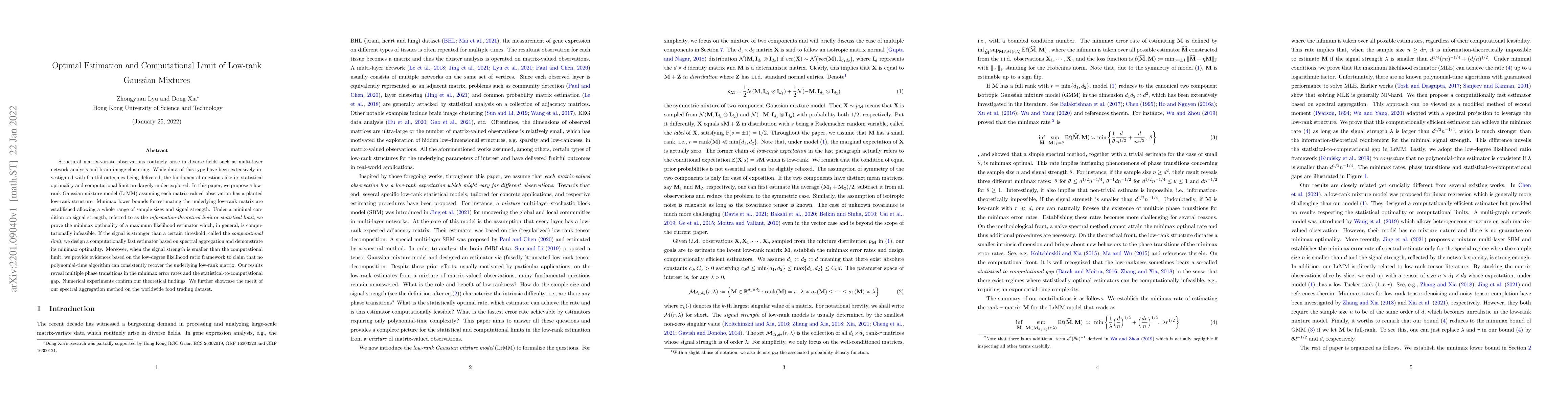 Thumbnail for Optimal Estimation and Computational Limit of Low-rank Gaussian Mixtures