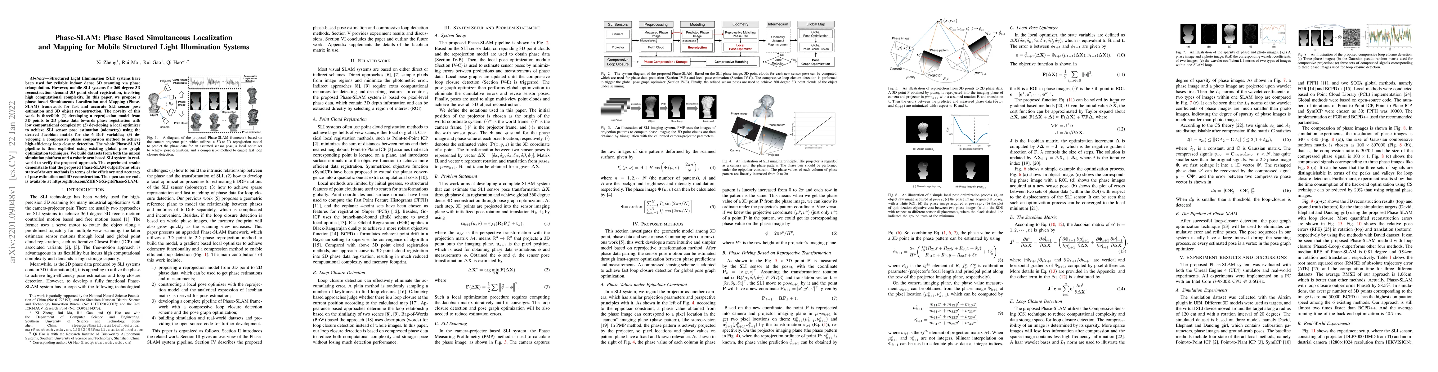 Thumbnail for Phase-SLAM: Phase Based Simultaneous Localization and Mapping for Mobile
  Structured Light Illumination Systems