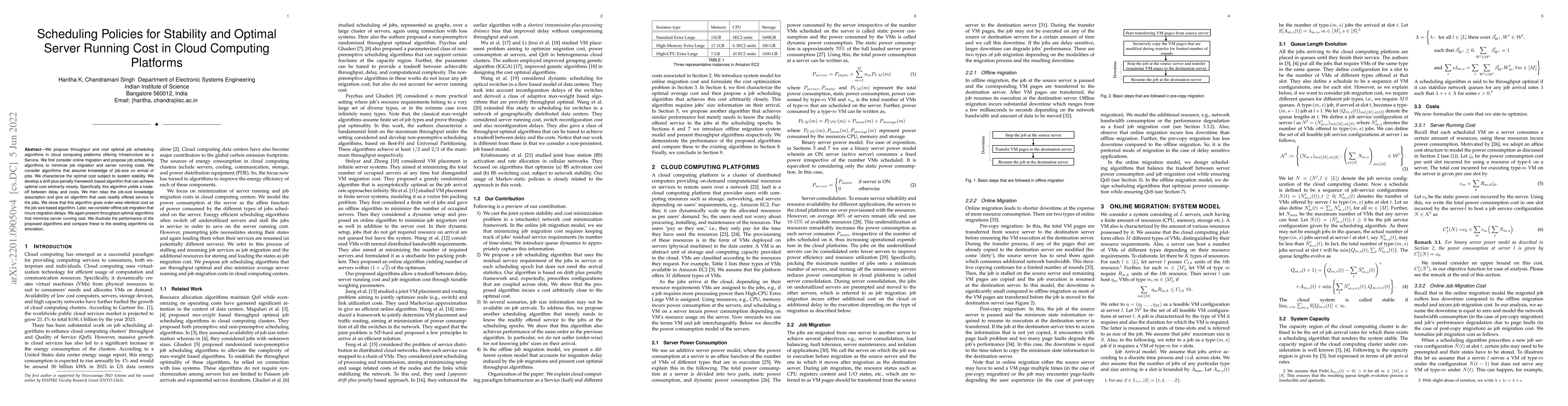 Thumbnail for Scheduling Policies for Stability and Optimal Server Running Cost in
  Cloud Computing Platforms