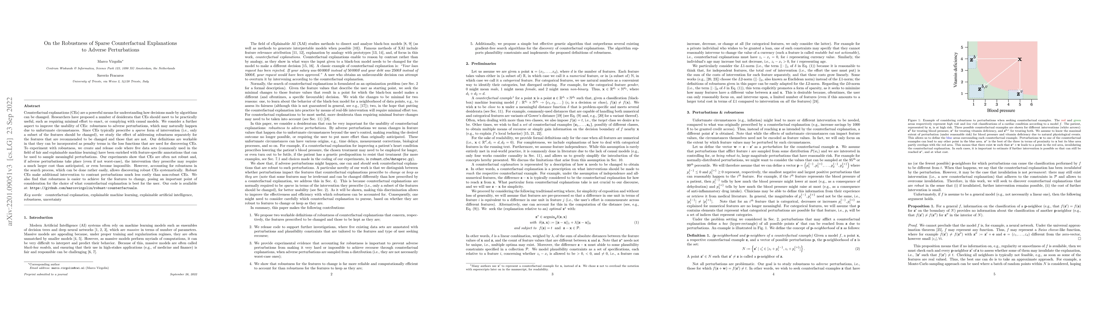 Thumbnail for On the Robustness of Sparse Counterfactual Explanations to Adverse
  Perturbations