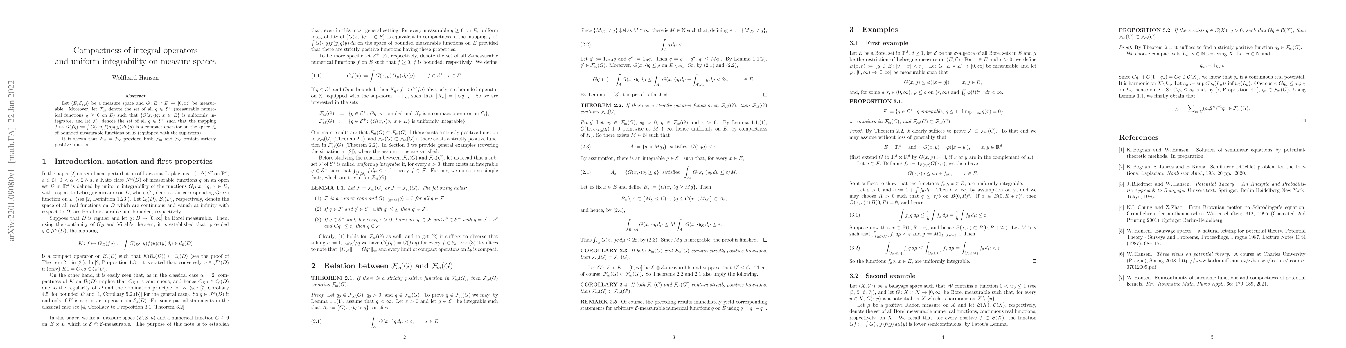 Thumbnail for Compactness of integral operators and uniform integrability on measure
  spaces