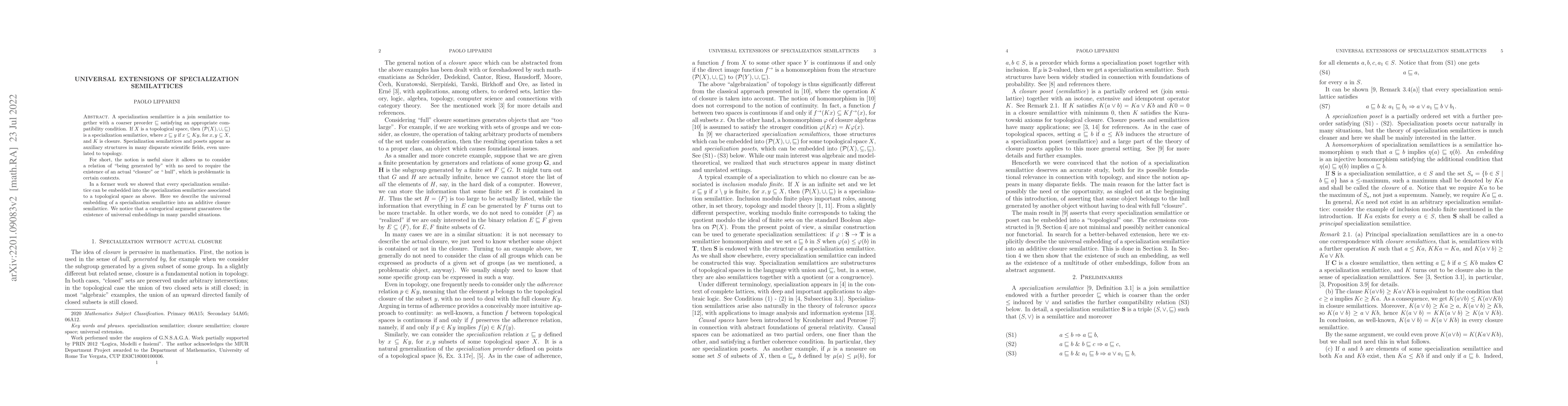 Thumbnail for Universal extensions of specialization semilattices