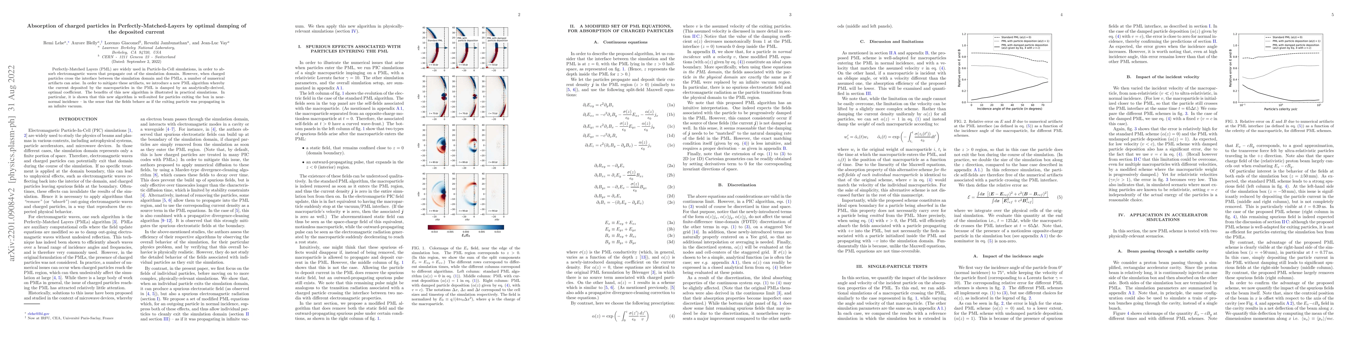 Thumbnail for Absorption of charged particles in Perfectly-Matched-Layers by optimal
  damping of the deposited current