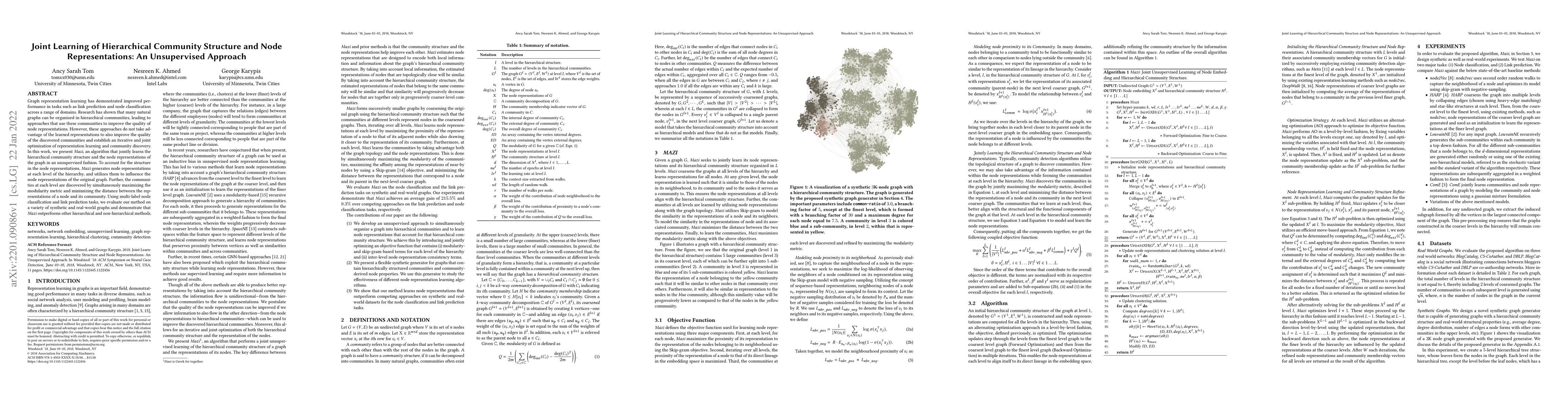 Thumbnail for Joint Learning of Hierarchical Community Structure and Node
  Representations: An Unsupervised Approach