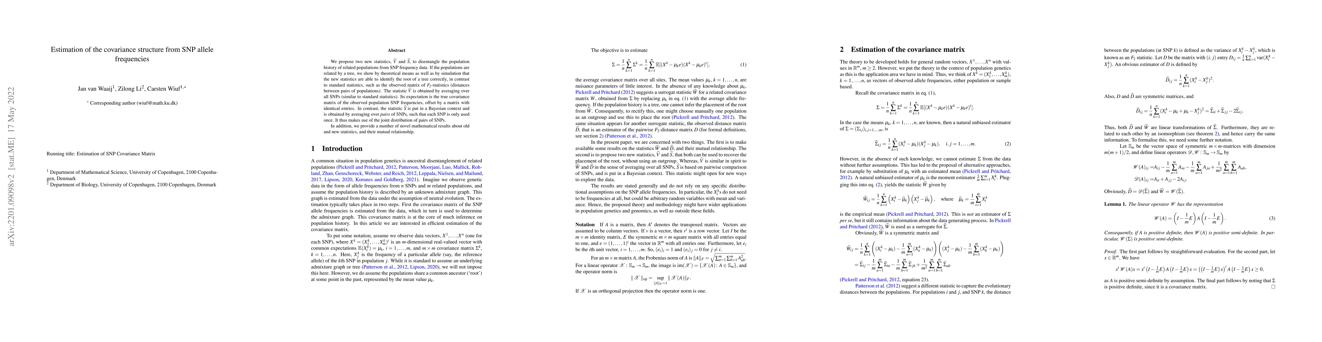 Thumbnail for Estimation of the covariance structure from SNP allele frequencies