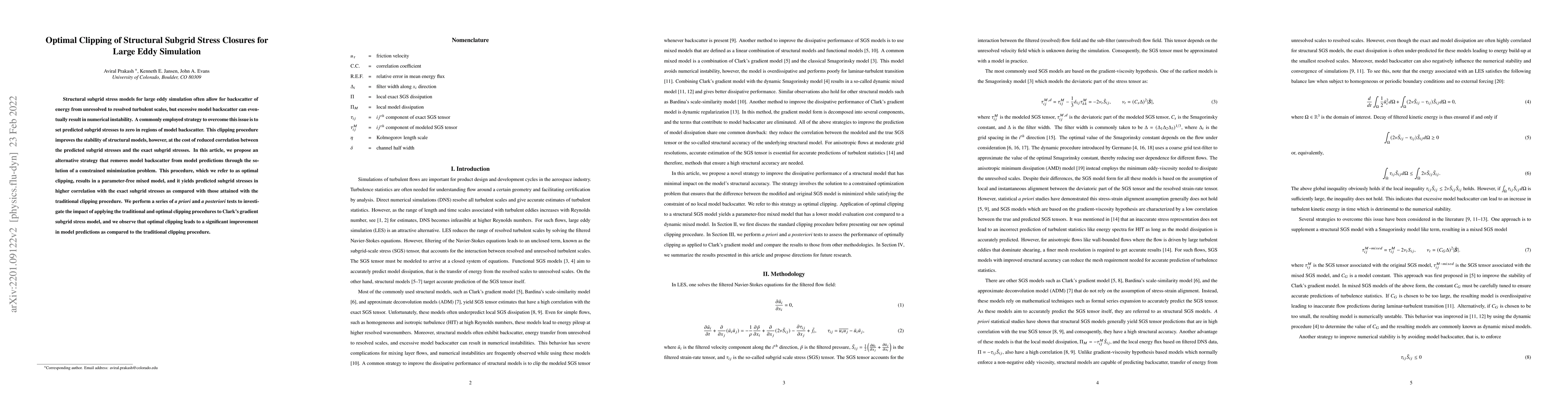 Thumbnail for Optimal Clipping of Structural Subgrid Stress Closures for Large Eddy
  Simulation