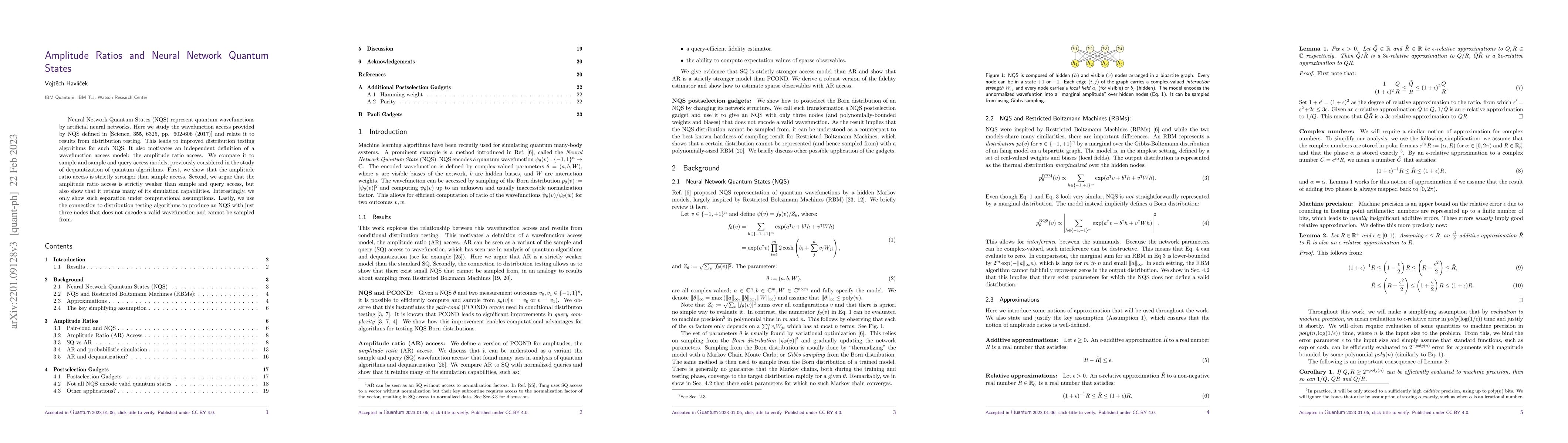 Thumbnail for Amplitude Ratios and Neural Network Quantum States