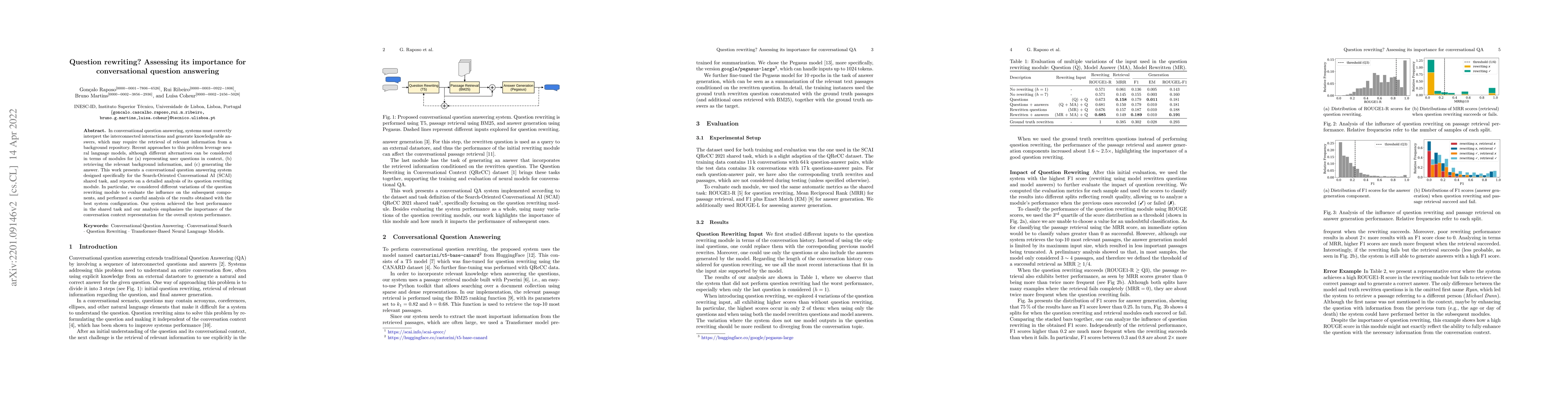 Thumbnail for Question rewriting? Assessing its importance for conversational question
  answering
